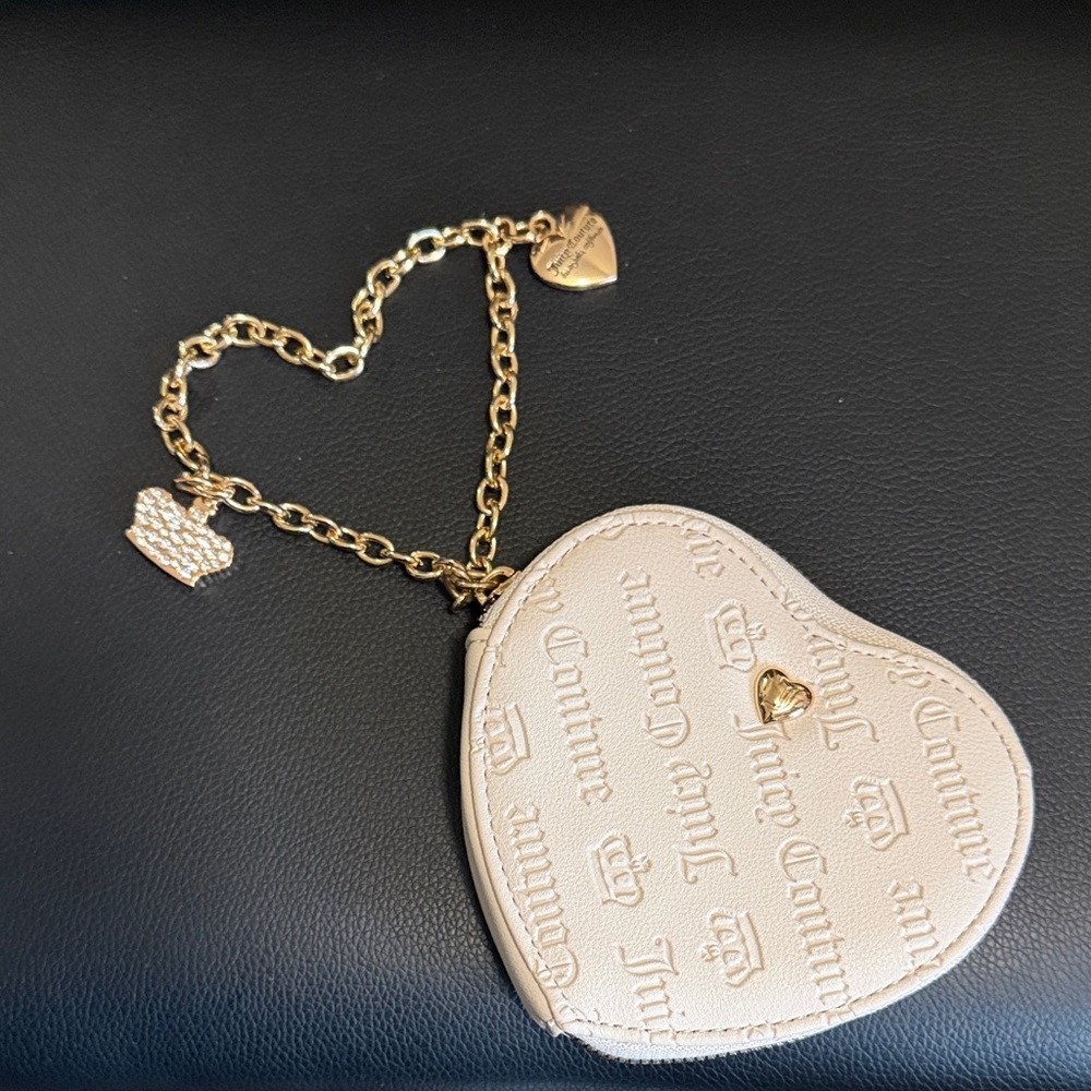 Juicy Couture Heart-Shaped Wristlet w/ Gold Chain